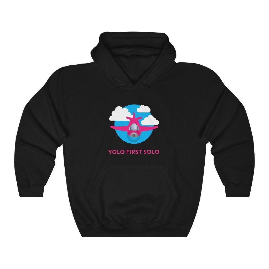 Yolo First Solo - Airplane | Student Pilot Gift | 50/50 Unisex Hooded Sweatshirt Hoodie Black S for women in aviation