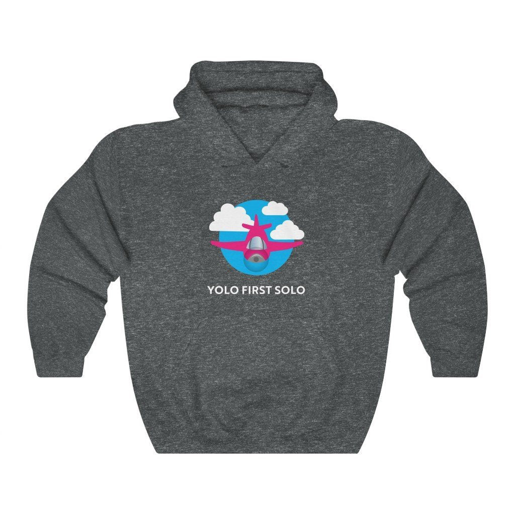 Yolo First Solo - Airplane | Student Pilot Gift | 50/50 Unisex Hooded Sweatshirt Hoodie Dark Heather S for women in aviation