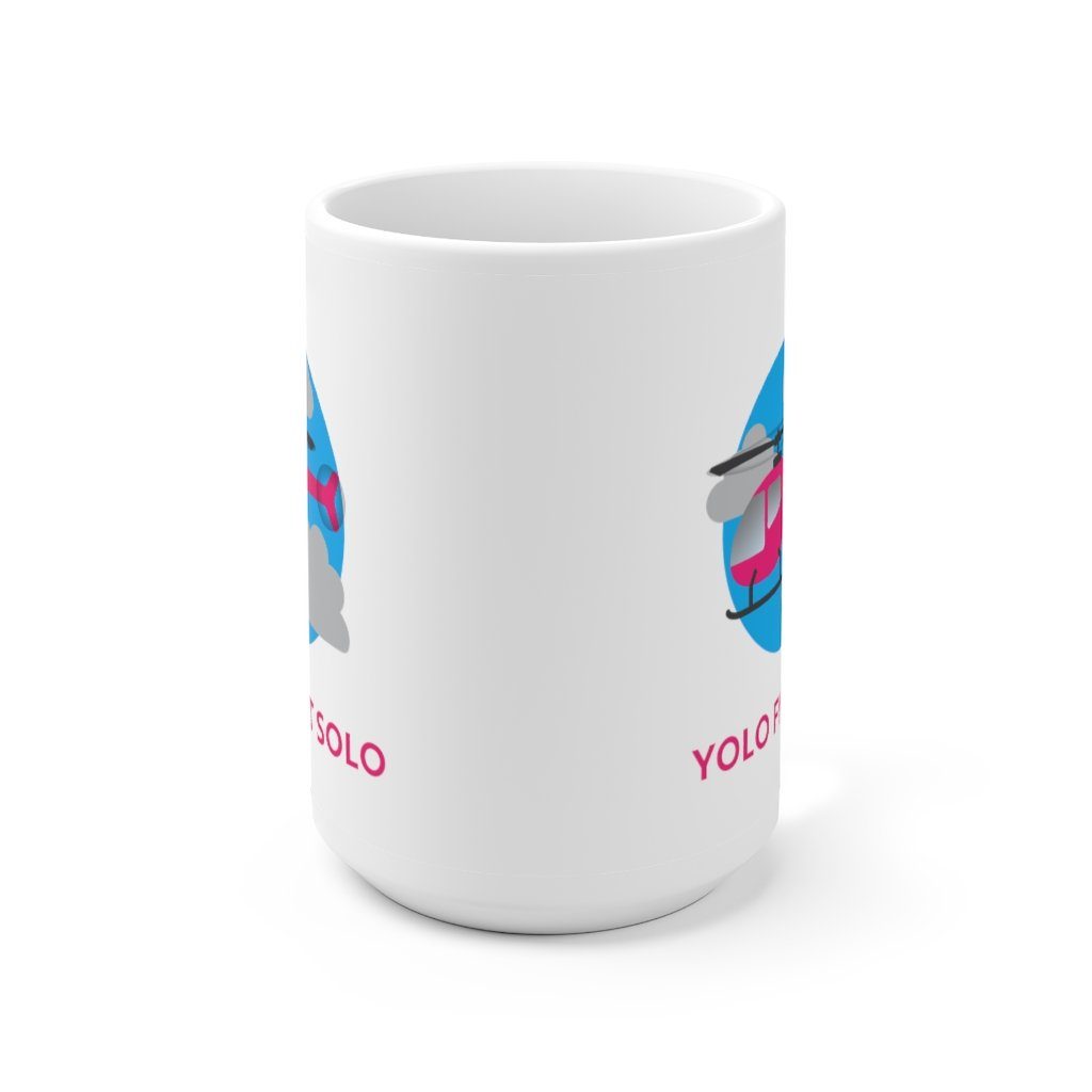 Yolo First Solo - Helicopter | Student Pilot Gift | Ceramic Mug 15oz Mug for women in aviation
