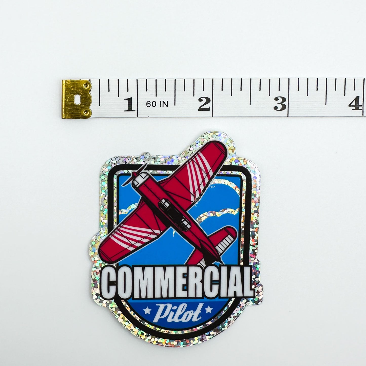 Commercial Pilot Glitter Sticker