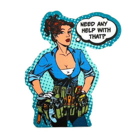 Female Mechanic Sticker - Need Any Help With That?