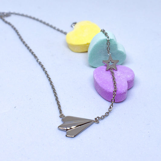 Paper Airplane Chasing a Star Necklace