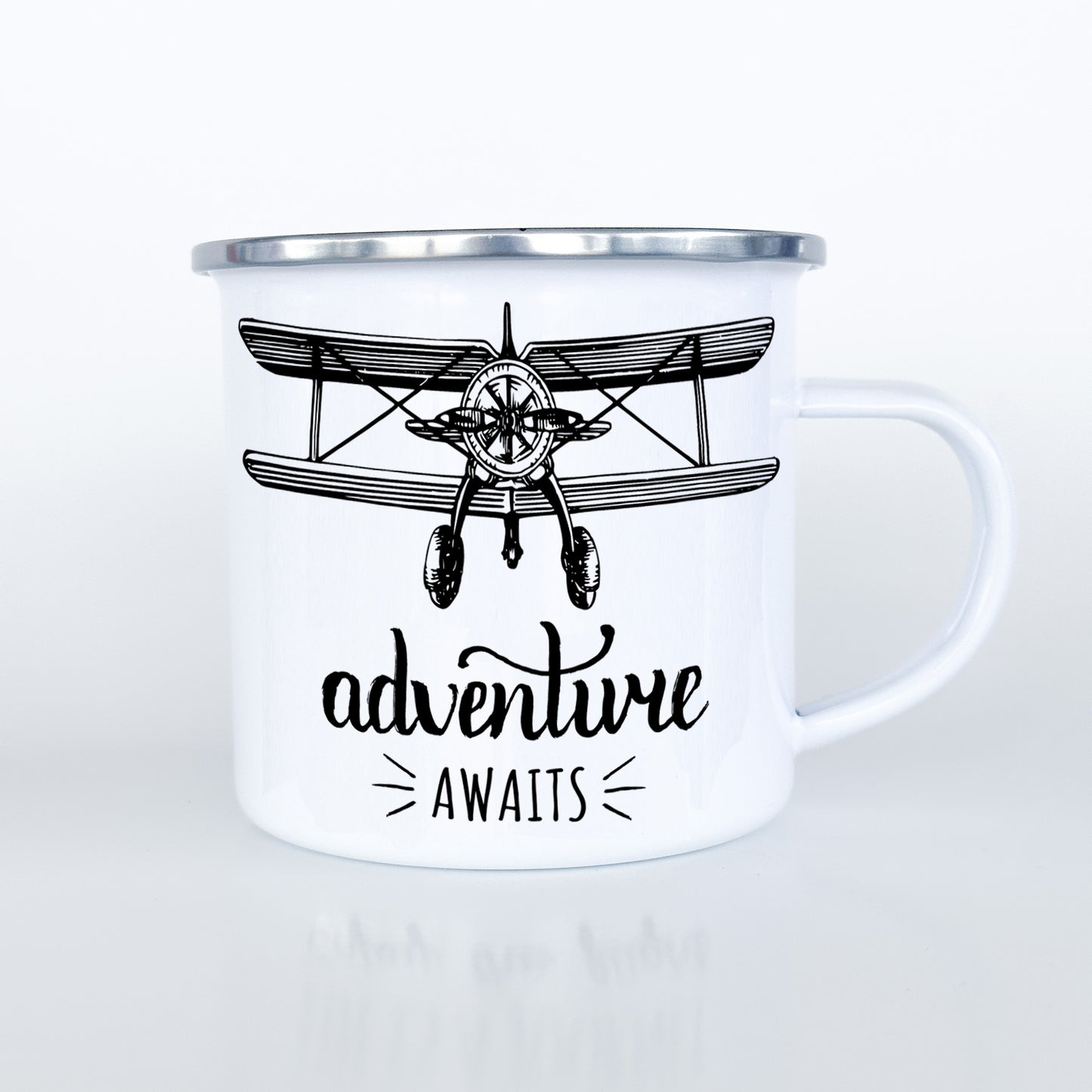 Vintage Plane Enamel Mugs - Set of Four