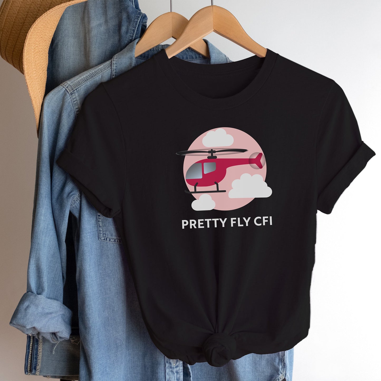 Pretty Fly CFI Airplane or Helicopter T-shirt