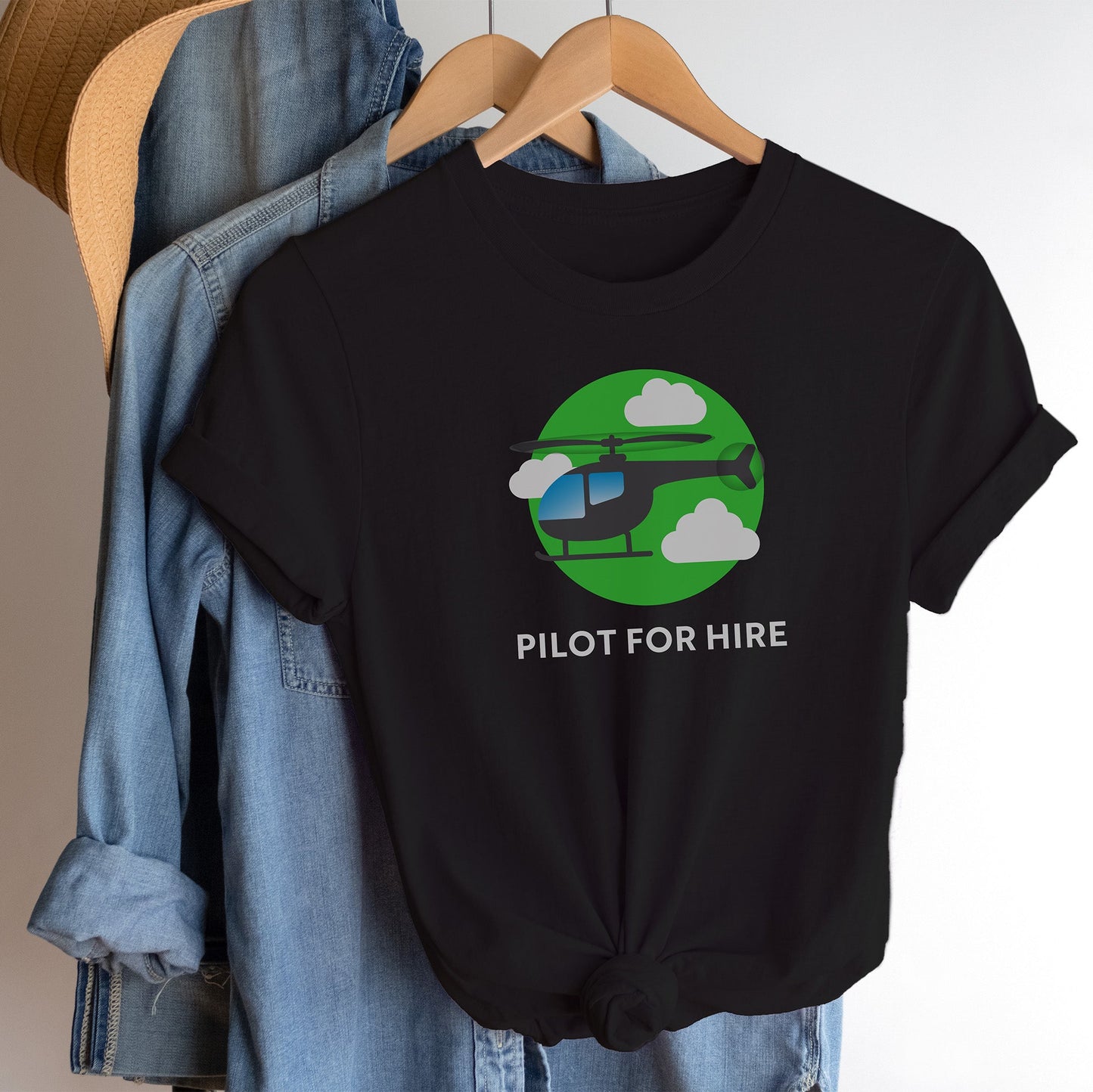 Pilot for Hire Airplane or Helicopter T-shirt