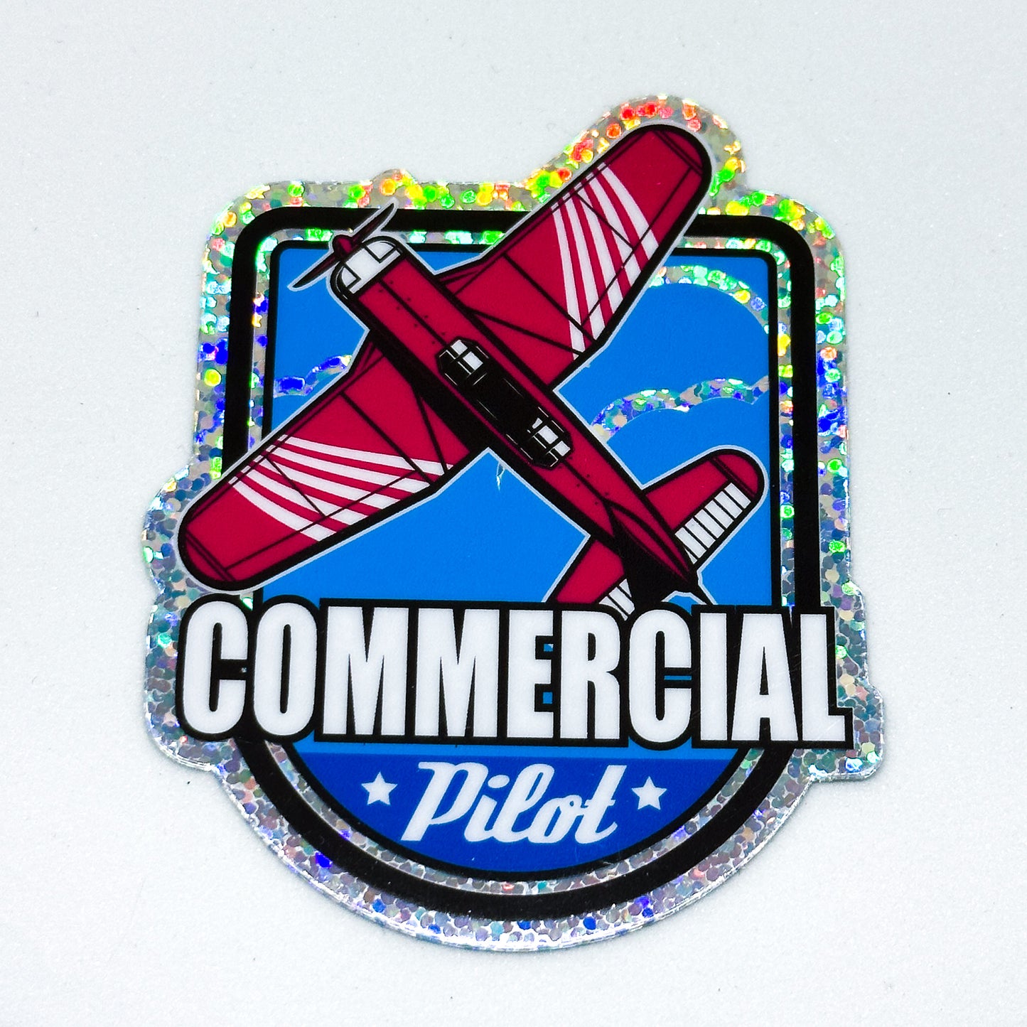 Commercial Pilot Glitter Sticker