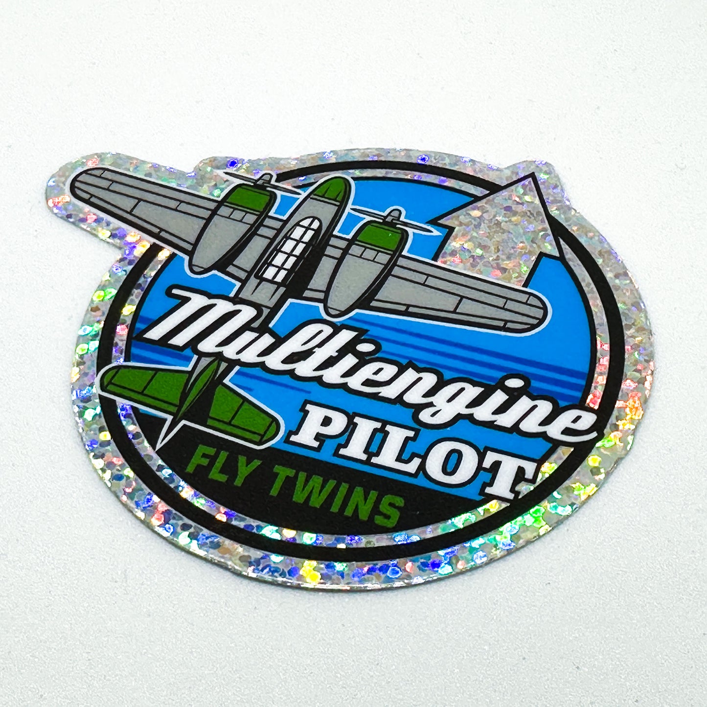 Multiengine Pilot Glitter Sticker