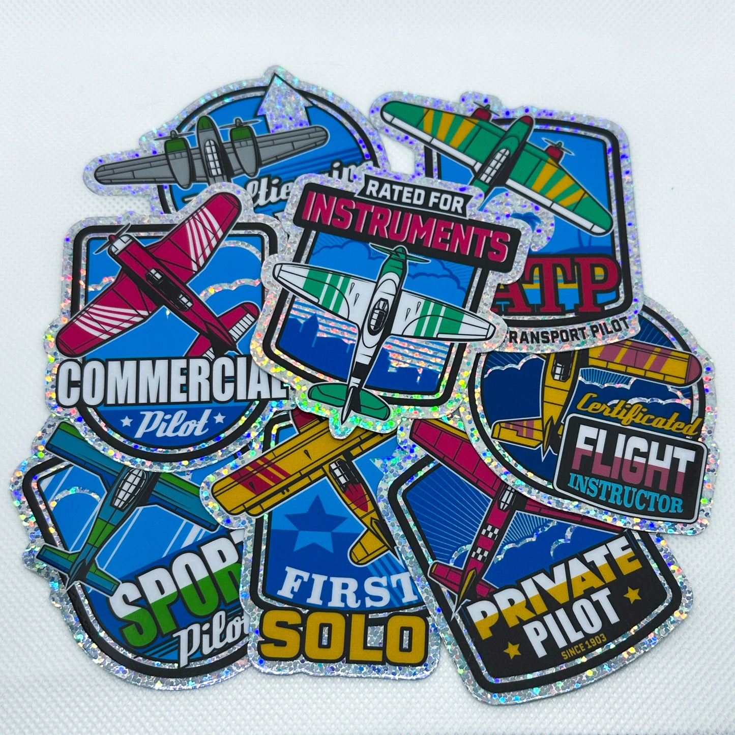 Commercial Pilot Glitter Sticker