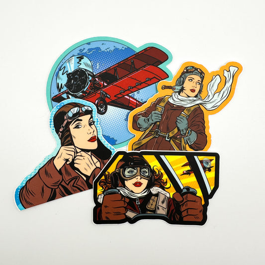 Pop Art Women Pilot Stickers