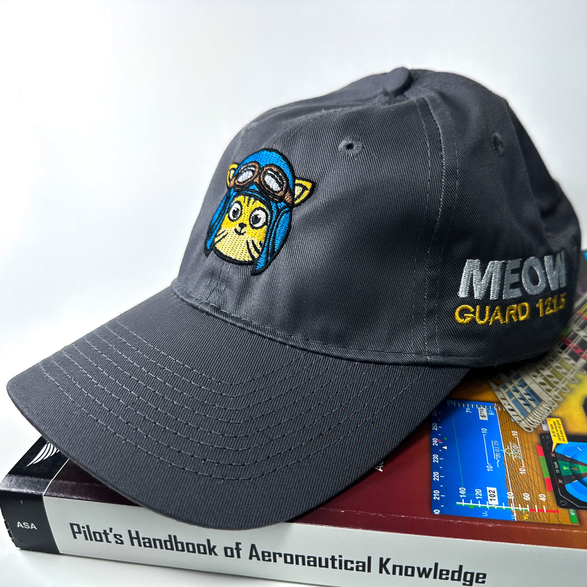 Meow on Guard 121.5 Embroidered Pilot Baseball Hat