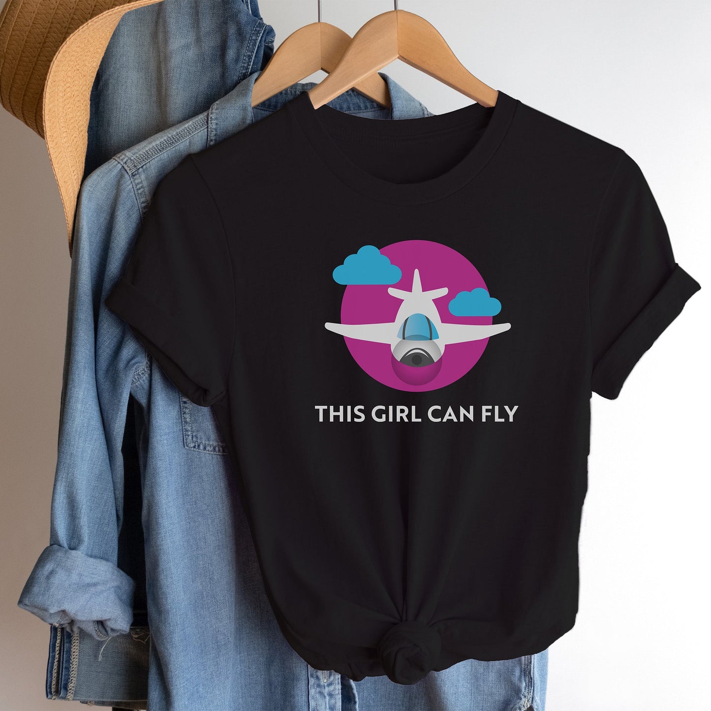 This Girl Can Fly Airplane or Helicopter T-shirt
