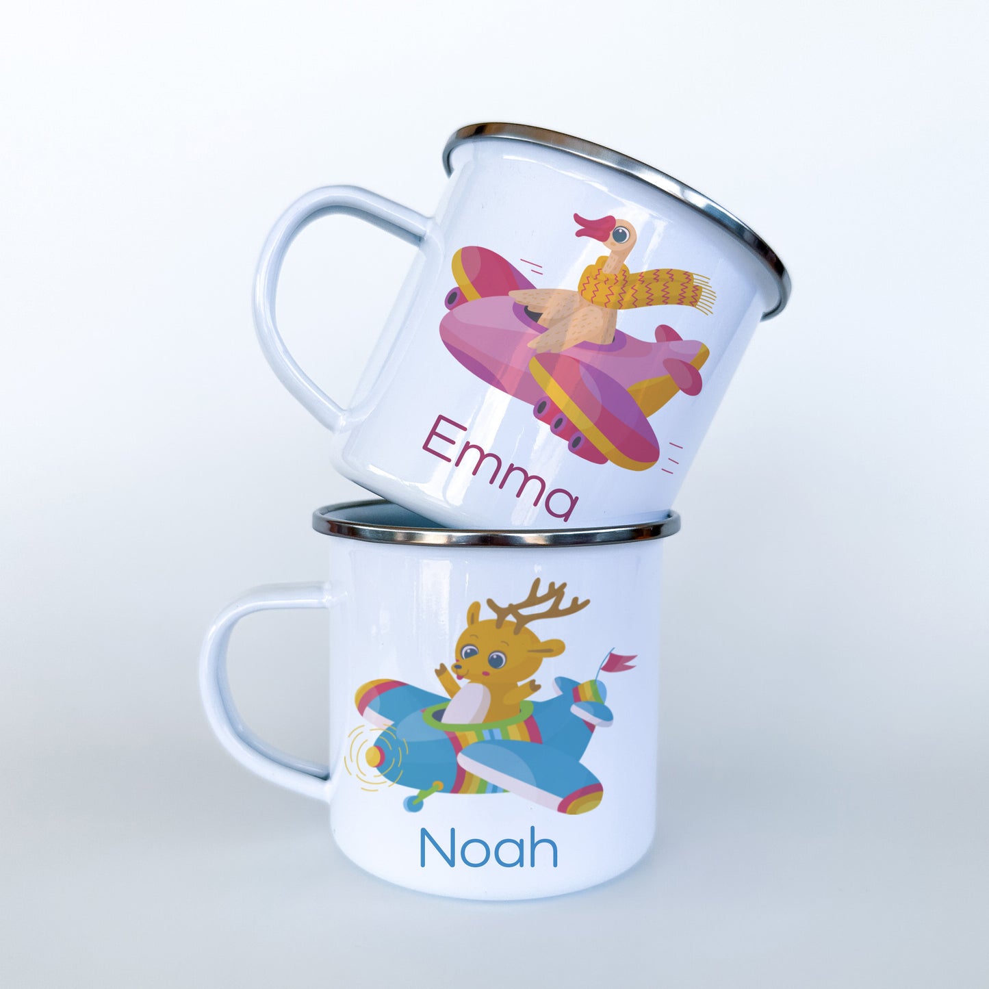 Personalized Child Animal Aviator Enamel Mugs