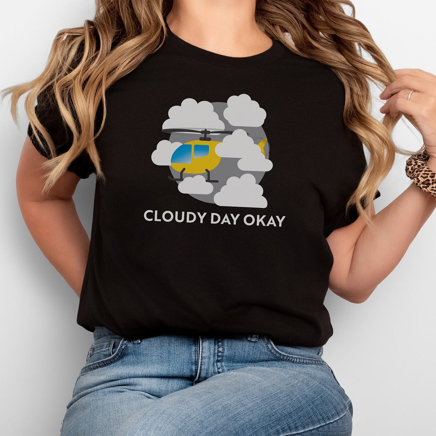 Cloudy Day Okay Airplane or Helicopter T-shirt