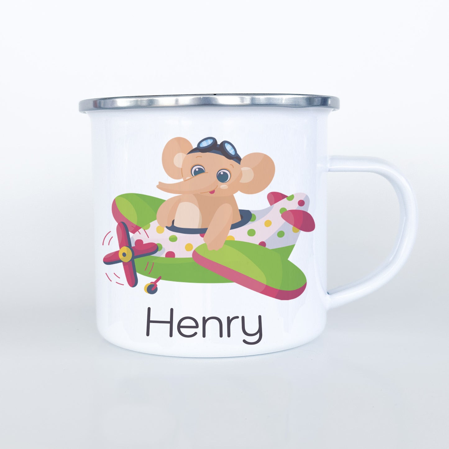 Personalized Child Animal Aviator Enamel Mugs