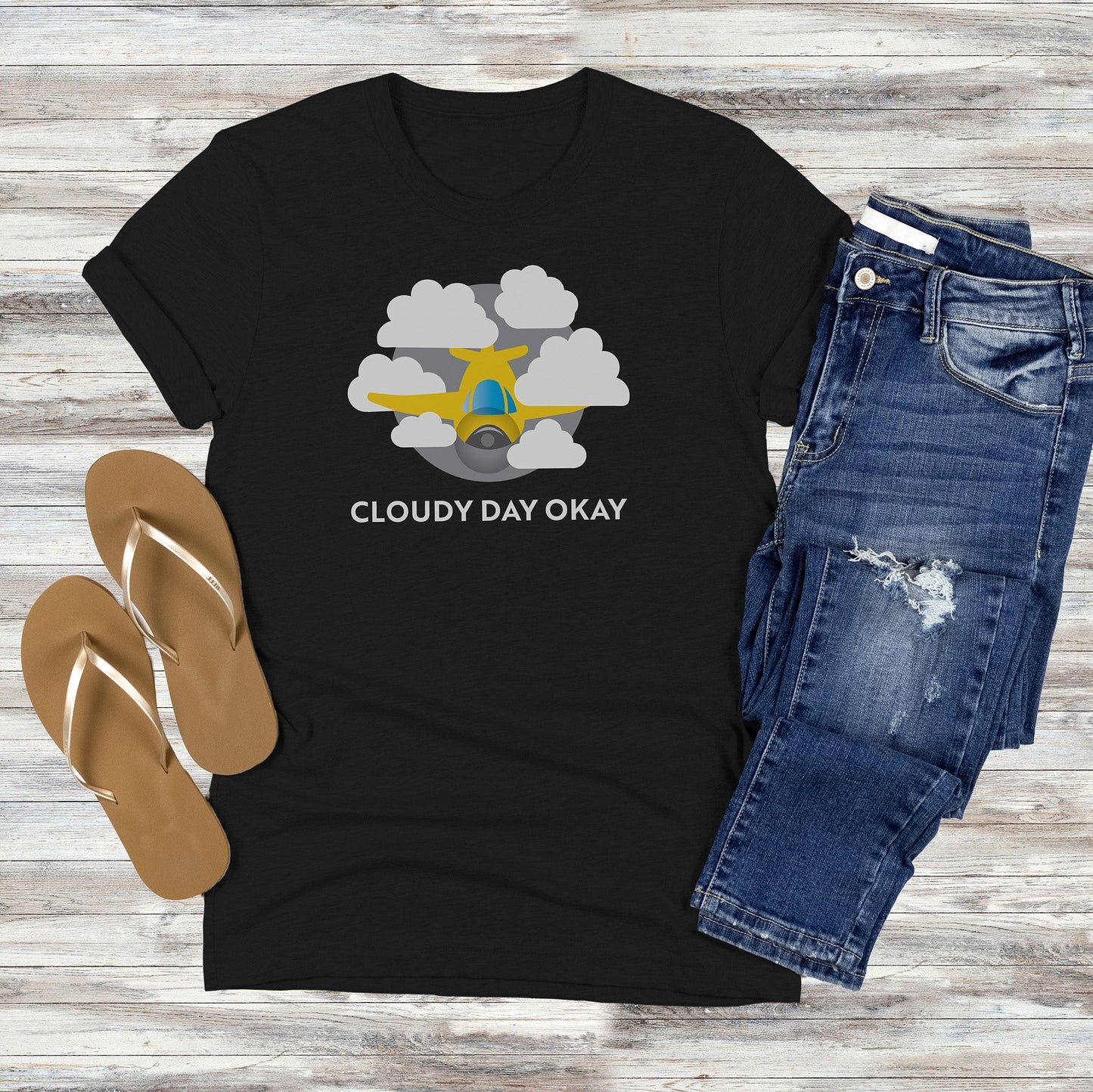 Cloudy Day Okay Airplane or Helicopter T-shirt