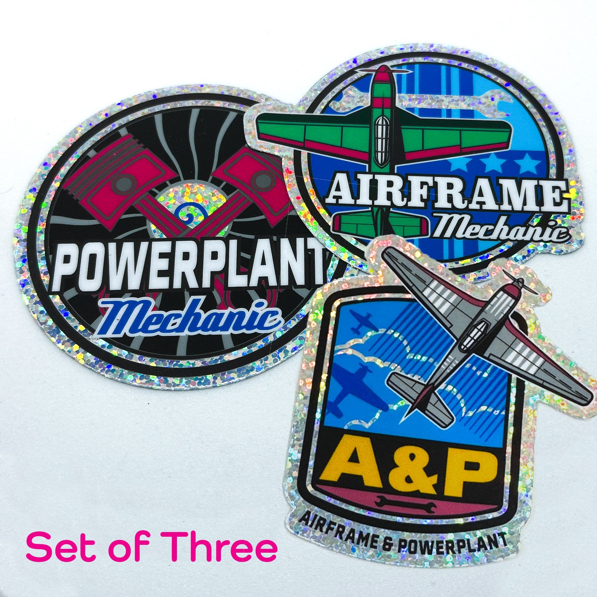 A&P Glitter Stickers - Set of Three – AviatrixA