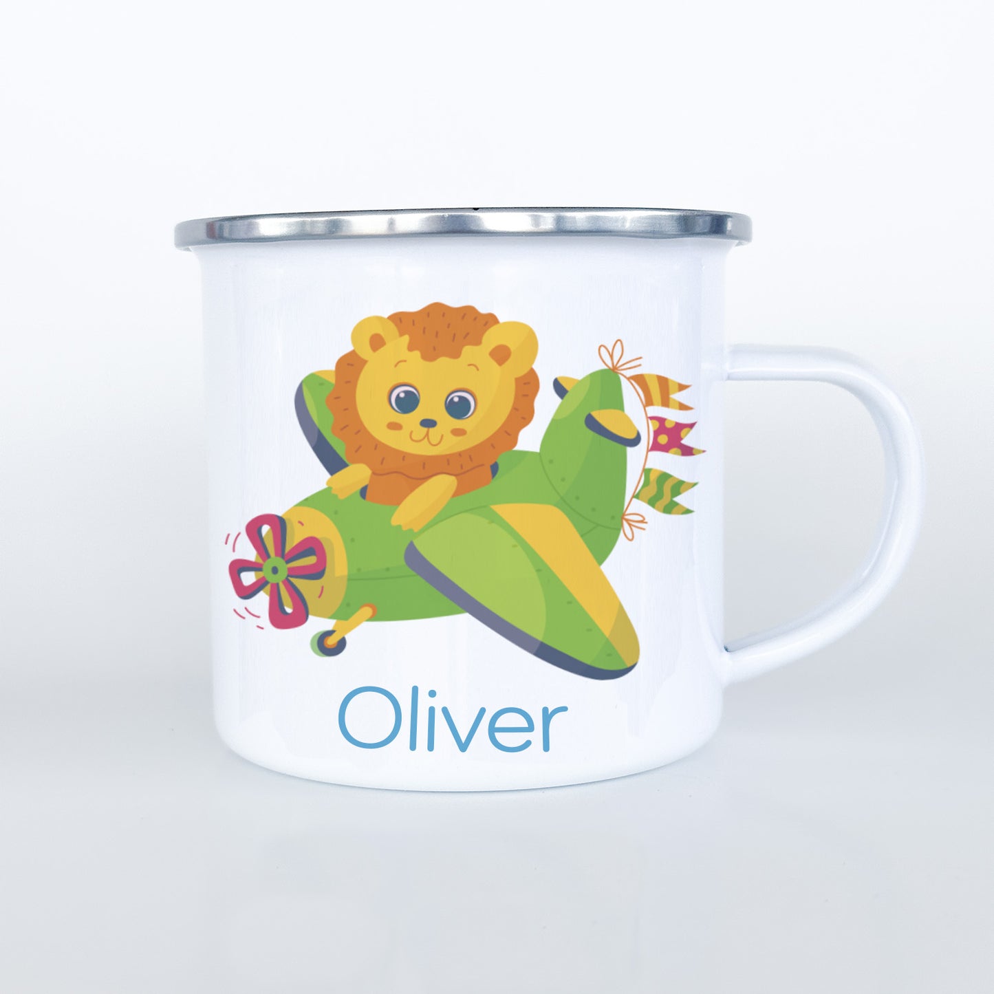 Personalized Child Animal Aviator Enamel Mugs