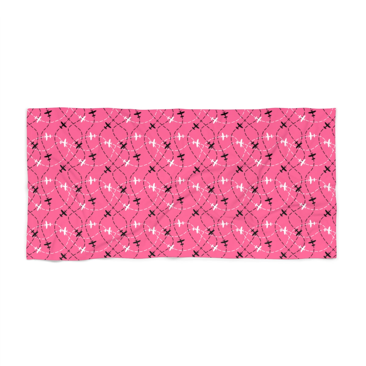 Pink Plane Pattern Beach Towel