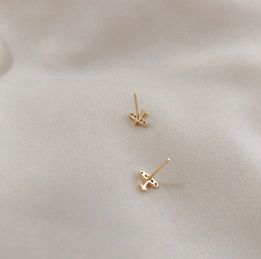 Tiny Airplane Stud Earrings