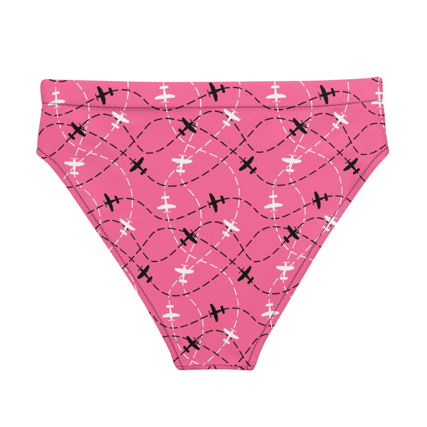 Aviation Print Pink High-Waisted Bikini Bottom