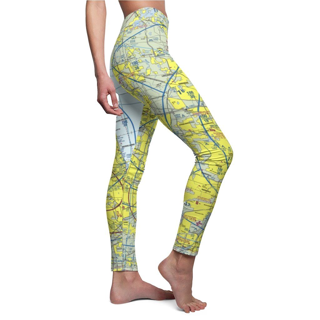 Chicago ORD MDW Chart | Women's Casual Leggings All Over Prints White M for women in aviation