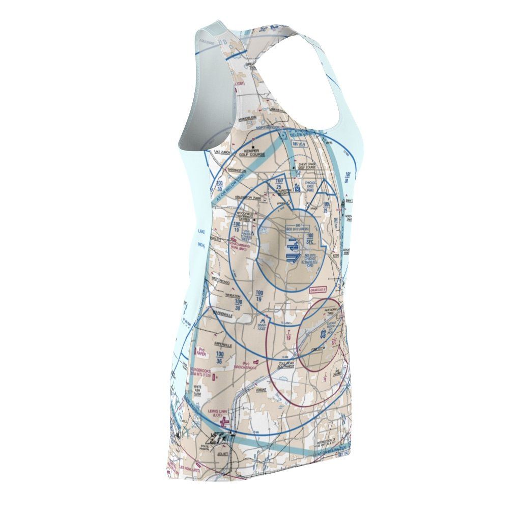 Chicago Women's Flyway Chart Racerback Dress All Over Prints for women in aviation
