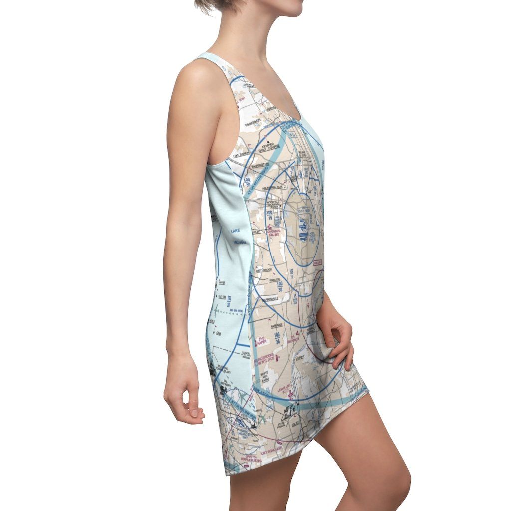 Chicago Women's Flyway Chart Racerback Dress All Over Prints for women in aviation