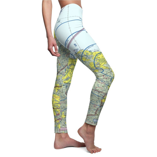 Cleveland CLE Chart | Women's Casual Leggings All Over Prints White M for women in aviation
