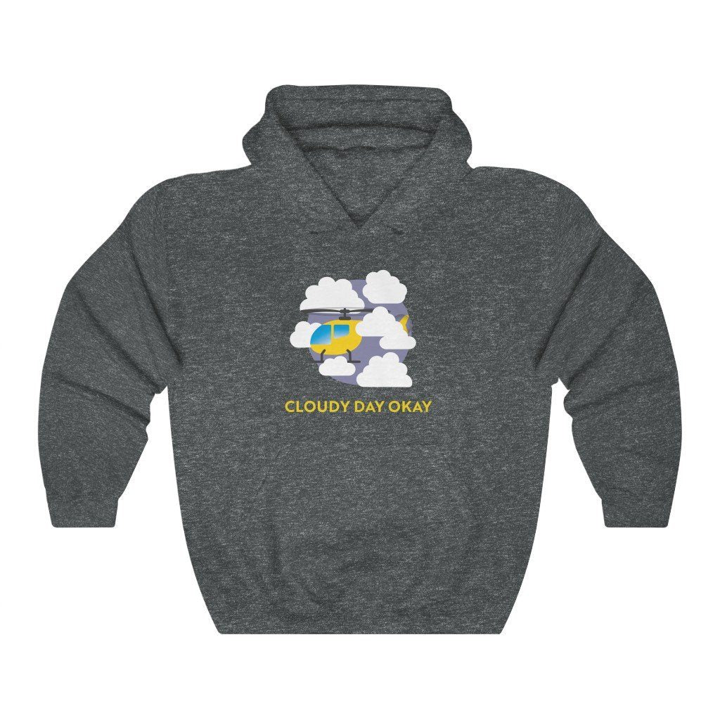 Cloudy Day Okay - Helicopter | Instrument Rating | 50/50 Unisex Hooded Sweatshirt Hoodie Dark Heather S for women in aviation