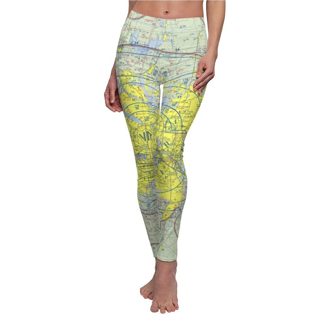 Dallas Fort Worth DFW Chart | Women's Casual Leggings All Over Prints for women in aviation