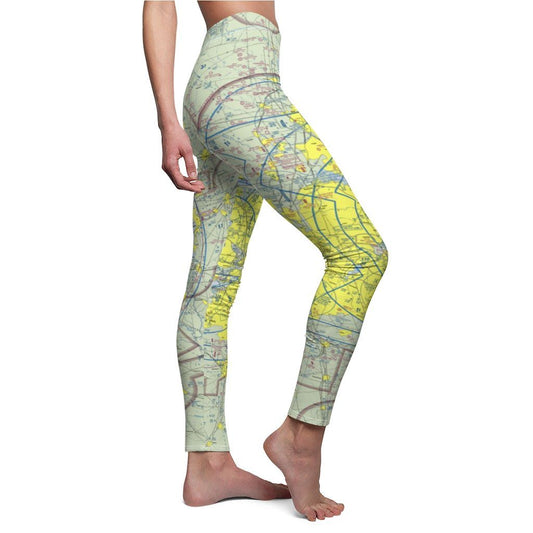 Dallas Fort Worth DFW Chart | Women's Casual Leggings All Over Prints White M for women in aviation