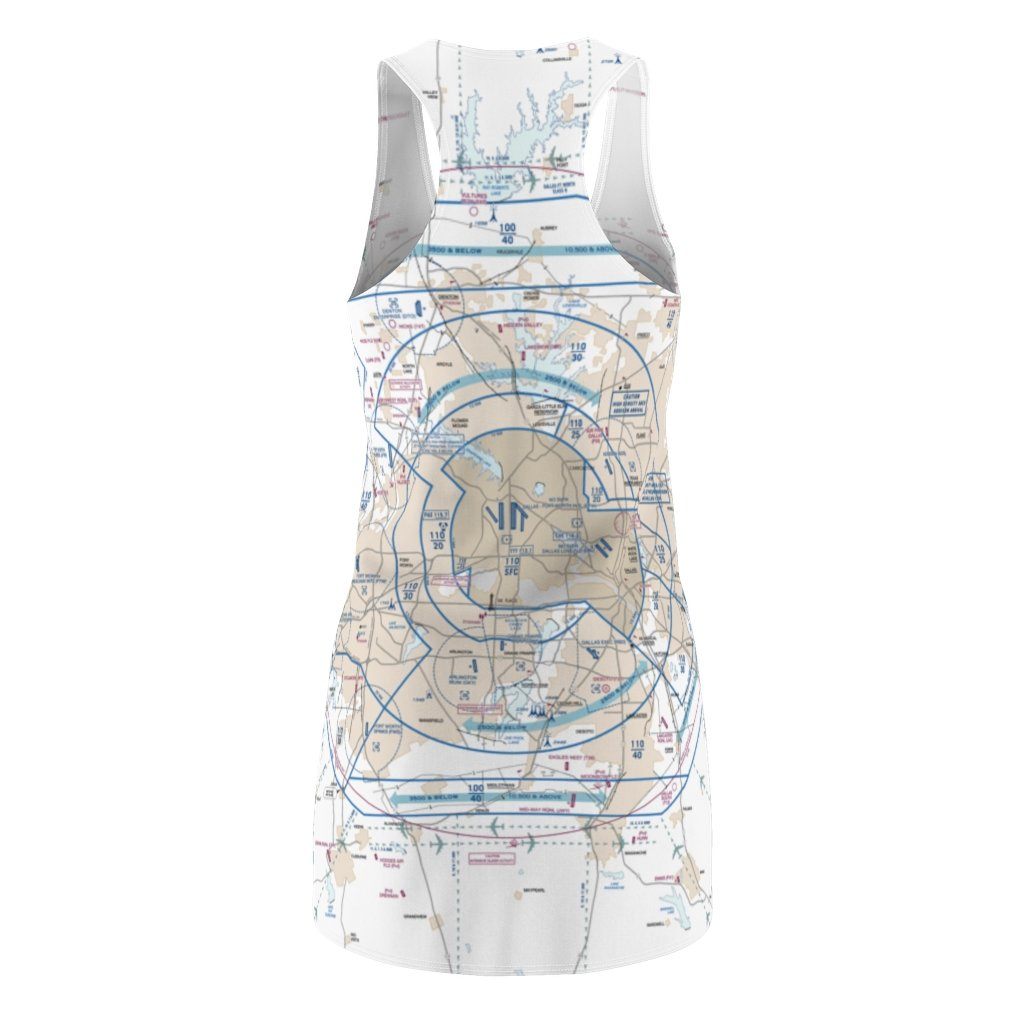 Dallas Fort Worth Women's Flyway Chart Racerback Dress All Over Prints for women in aviation
