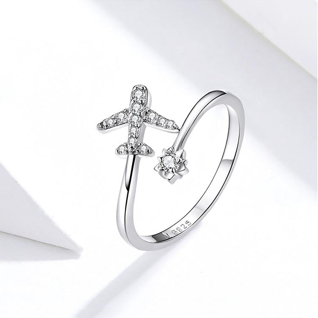 Fly Faraway Ring | Clear Pavé CZ Sterling Silver Ring for women in aviation