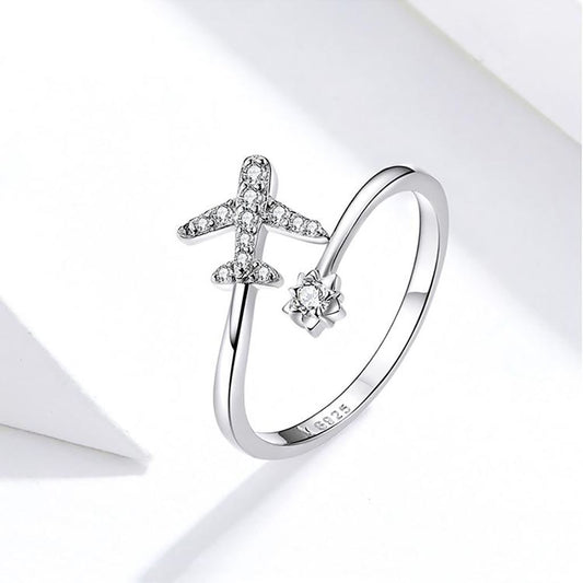 Fly Faraway Ring | Clear Pavé CZ Sterling Silver Ring for women in aviation