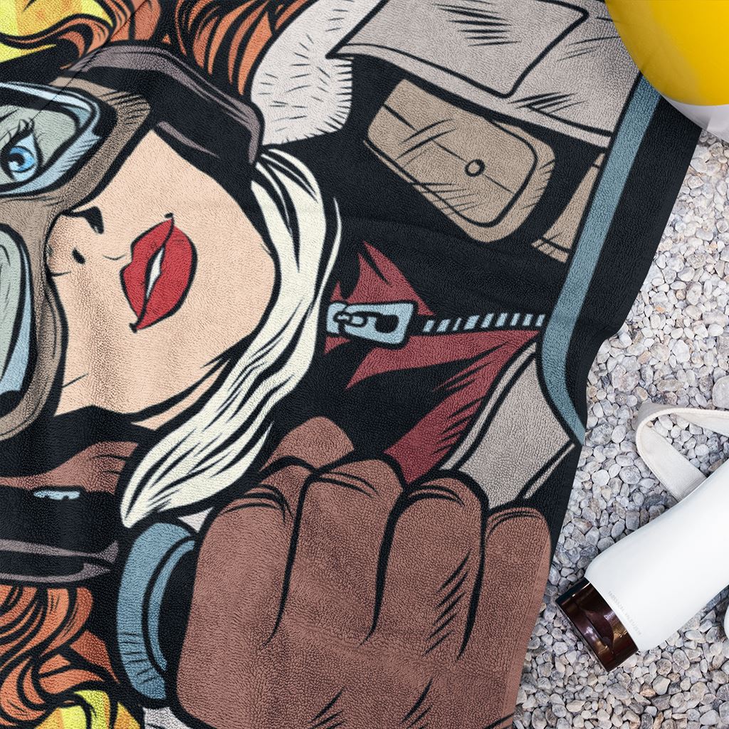 Fly the Plane | Pop Art Aviatrix | Beach Towel Home Decor for women in aviation