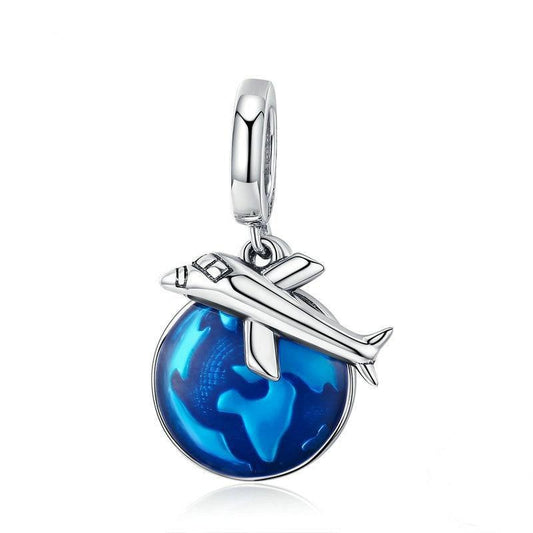 Go Someplace You've Never Been Before | Sterling Silver Enamel | Charm Charms & Pendants for women in aviation