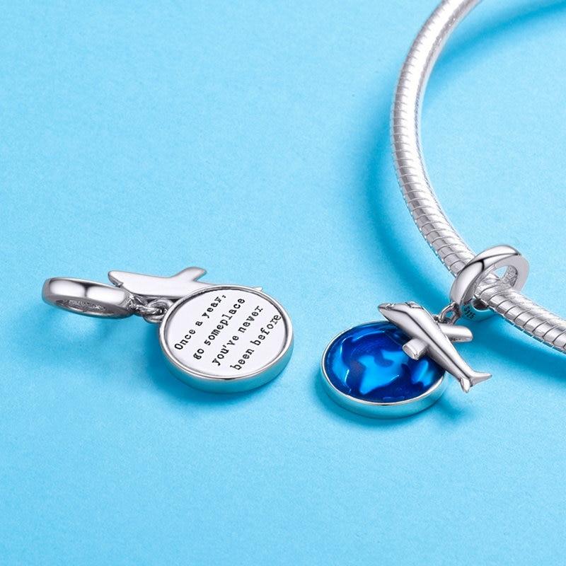 Go Someplace You've Never Been Before | Sterling Silver Enamel | Charm Charms & Pendants for women in aviation