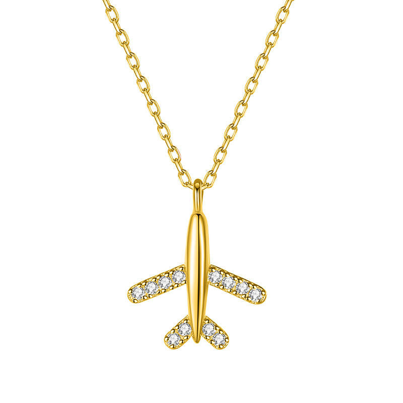 Tiny Airplane Necklace Gold / Silver Jet Plane Aeroplane