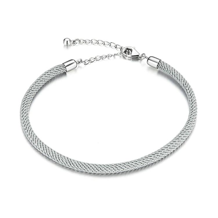 Gray Braided Rope Charm Bracelet | Sterling SIlver Clasp for women in aviation