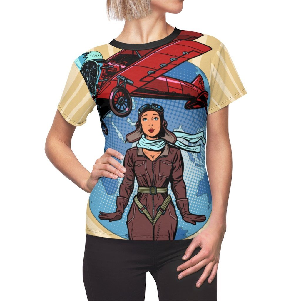 Imagine Flying the World | Pop Art | All Over Print Tee All Over Prints for women in aviation