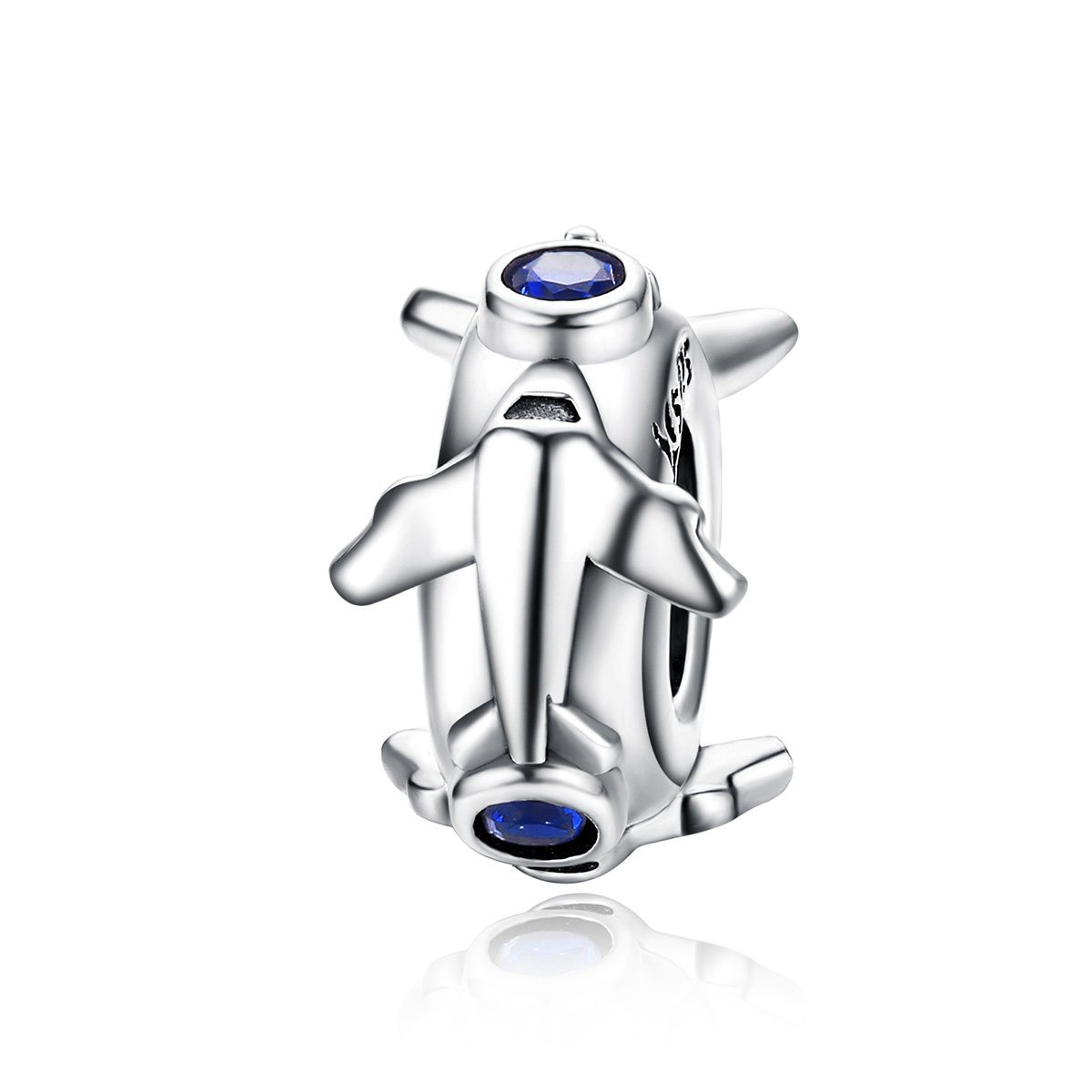 Jet Plane Spacer | Sterling Silver Blue CZs | Charm Charms & Pendants for women in aviation