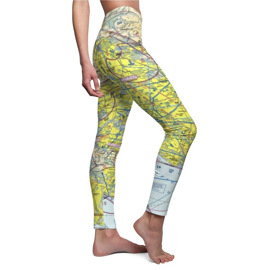 Los Angeles LAX BUR ONT Chart | Women's Casual Leggings All Over Prints White M for women in aviation