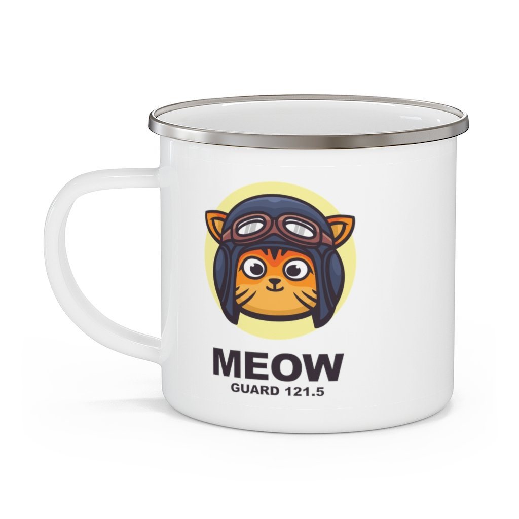 Meow on Guard | Funny Pilot Gift | Enamel Camping Mug Mug for women in aviation