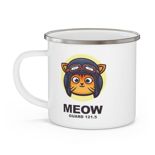 Meow on Guard | Funny Pilot Gift | Enamel Camping Mug Mug for women in aviation