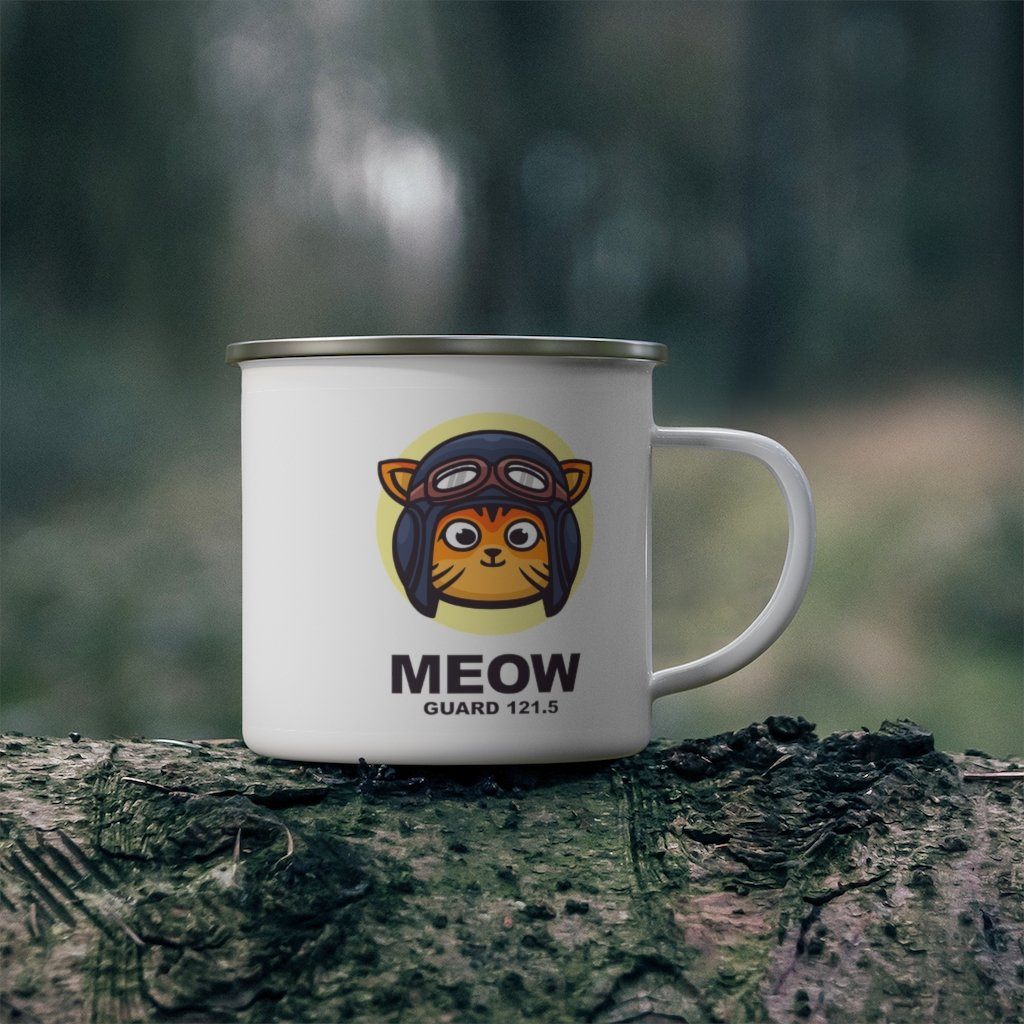 Meow on Guard | Funny Pilot Gift | Enamel Camping Mug Mug for women in aviation