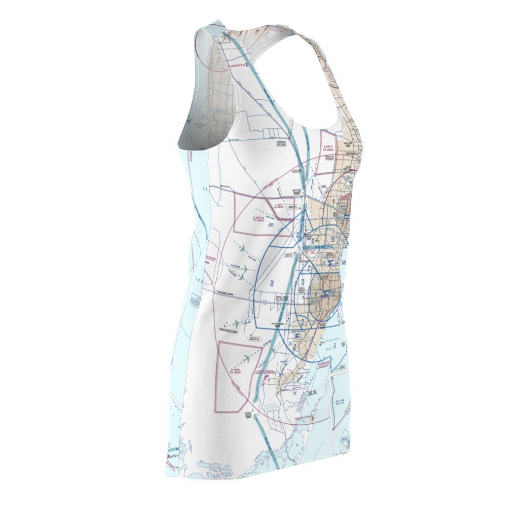 Miami Women's Flyway Chart Racerback Dress All Over Prints for women in aviation
