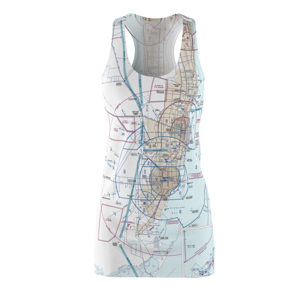 Miami Women's Flyway Chart Racerback Dress All Over Prints for women in aviation