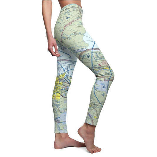 New Orleans MSY Chart | Women's Casual Leggings All Over Prints White M for women in aviation