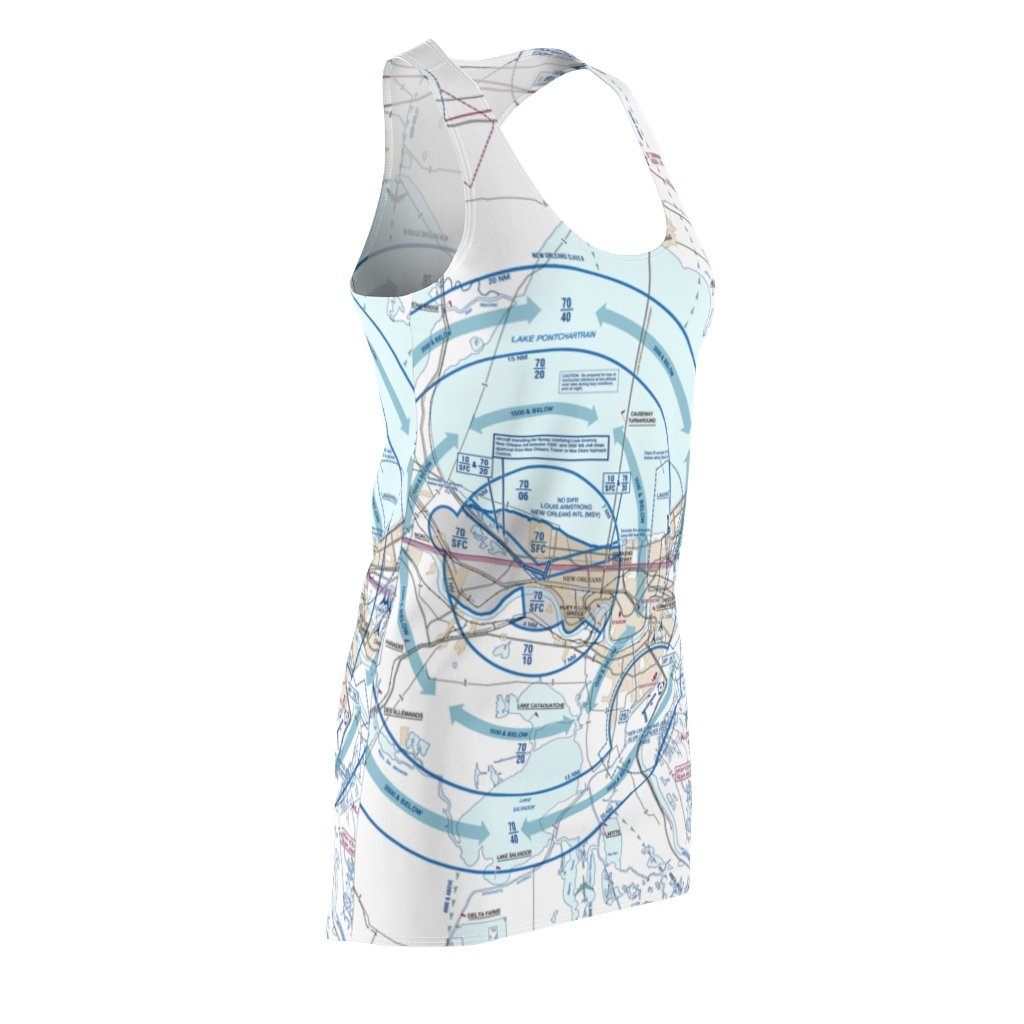 New Orleans Women's Flyway Chart Racerback Dress All Over Prints for women in aviation