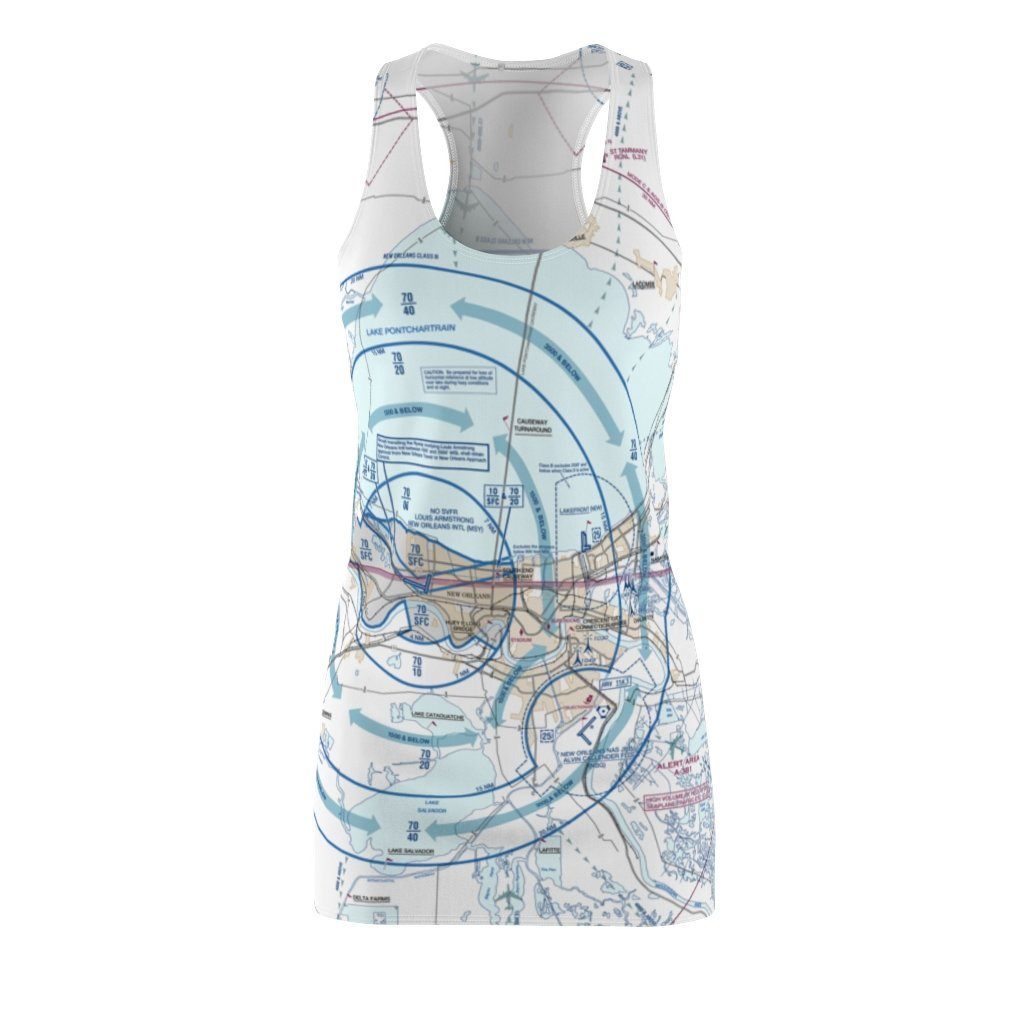 New Orleans Women's Flyway Chart Racerback Dress All Over Prints for women in aviation